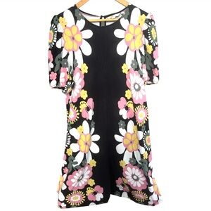 Boden Black Flora Bloom Mini Dress